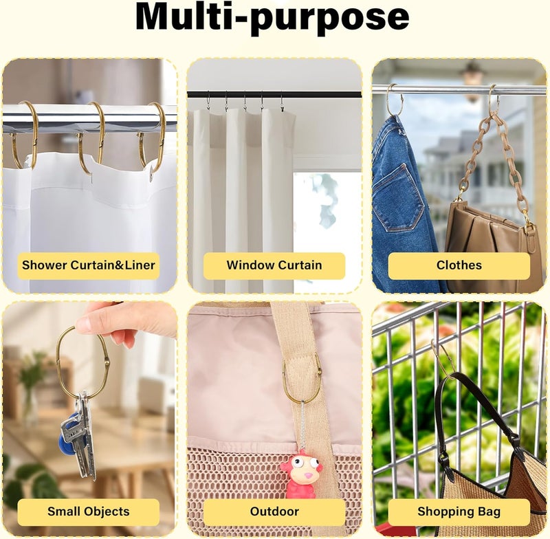 Mafegu 30Pcs Shower Curtain Hooks,Metal Oval Shower Curtain Hooks Roman Rings Rustproof Decorative Shower Curtain Rings (Metal, Oval Bronze) - Image 5